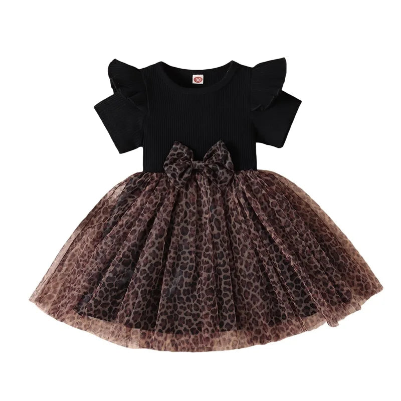 Girls Summer Dress Sleeveless Floral Printed Ruffled Bowknot