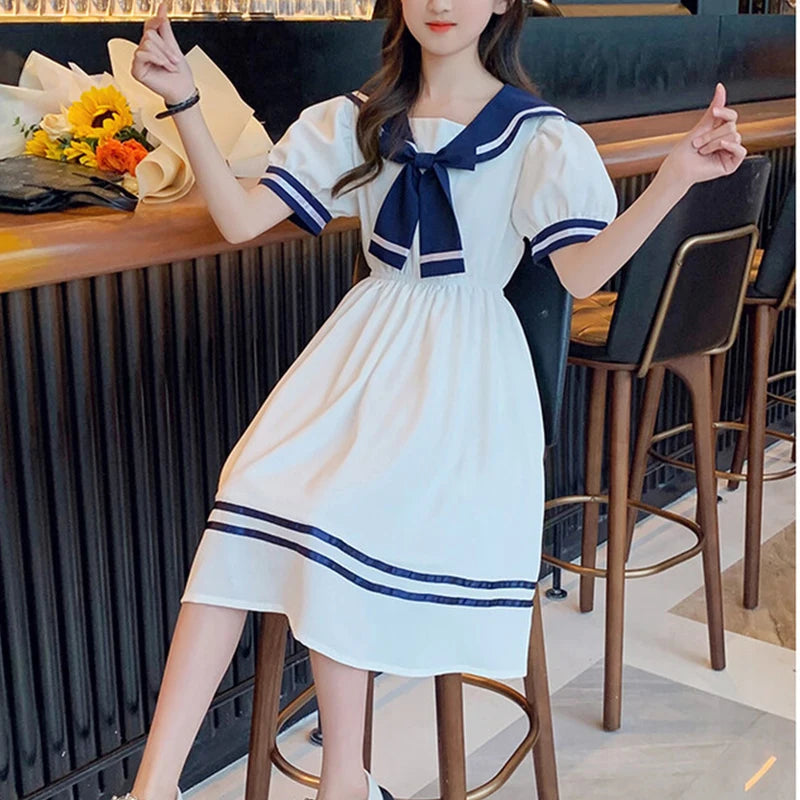 Girls School Dress Summer Dresses for Kids Costume Preppy Style School Teenagers