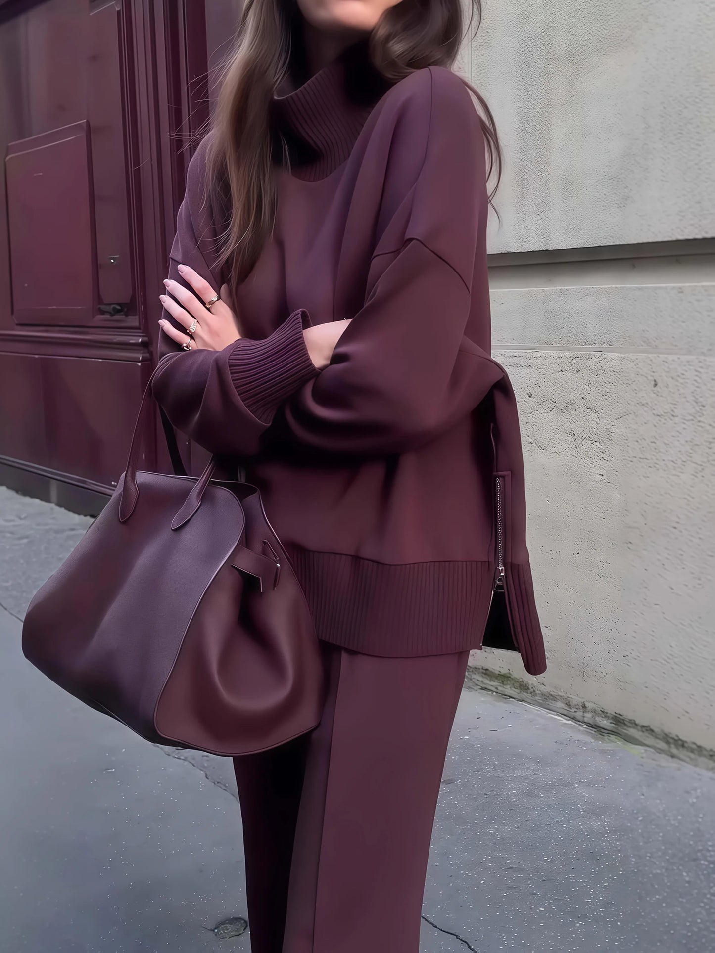 Women's Hooded Sweatshirt Two Piece Set For Autumn Winter Fashion