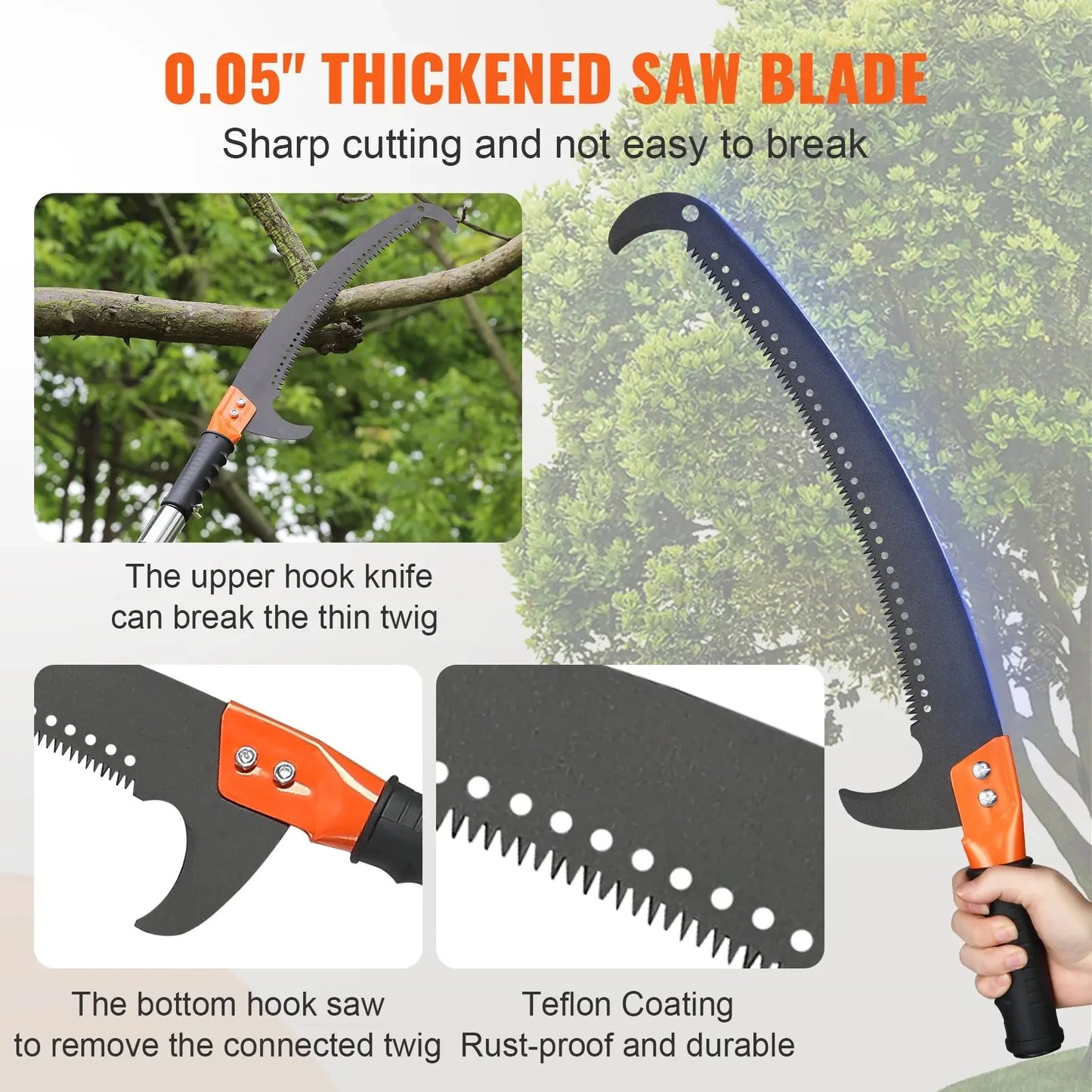 VEVOR Manual Pole Saw 7.3-27 ft Extendable Tree Pruner