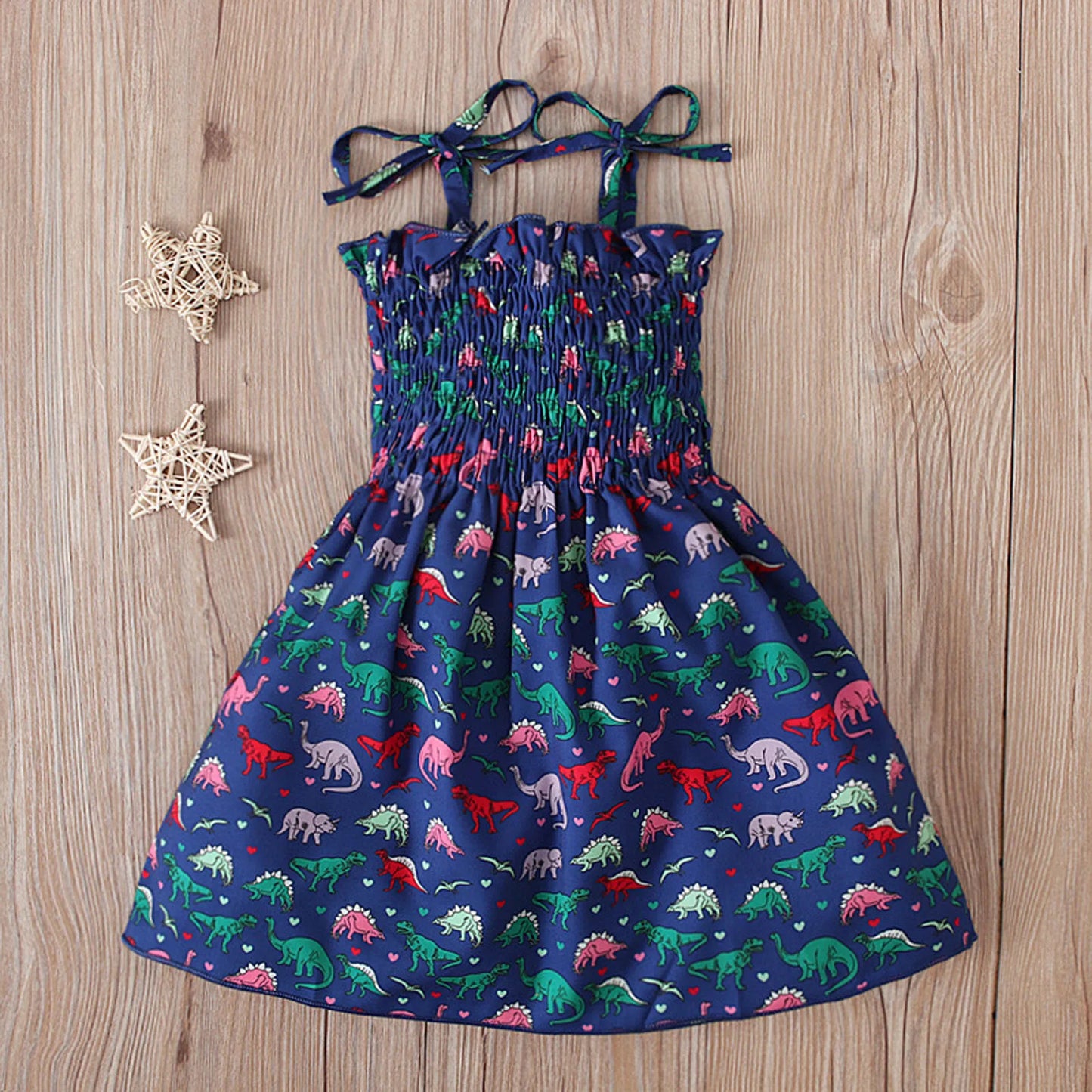 Children Girl Dress Summer Elegant Sling Princess Dresses Flower Print Kids Beach Sundress