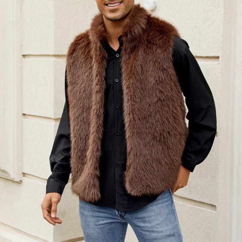 Men s Winter Faux Fur Sleeveless Vest Jacket for Stylish Casual Outfit Warm