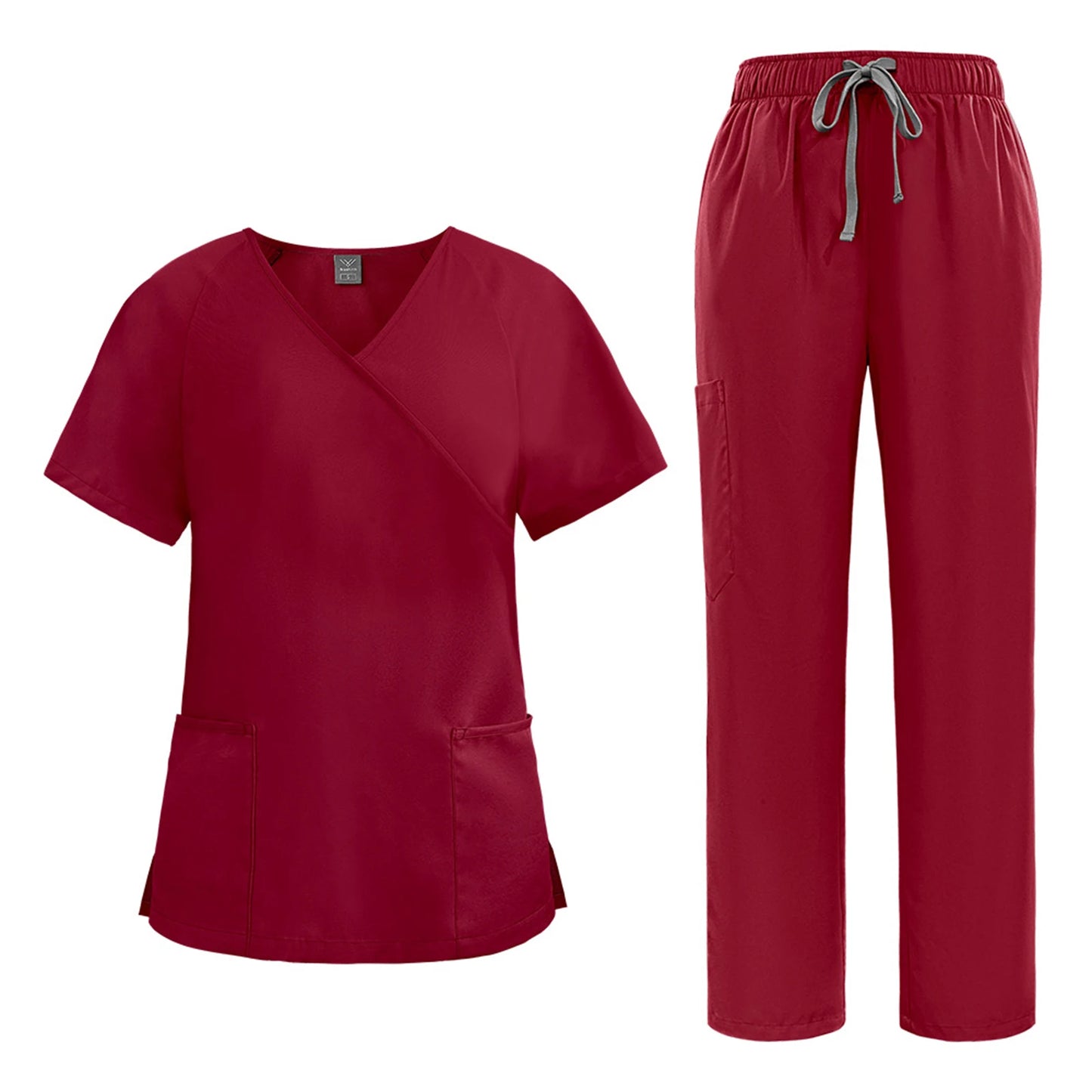 Women's Nurse Scrub Set Asymmetric V-Neck Short Sleeve Multi-Color Multi-Pocket Straight Pants