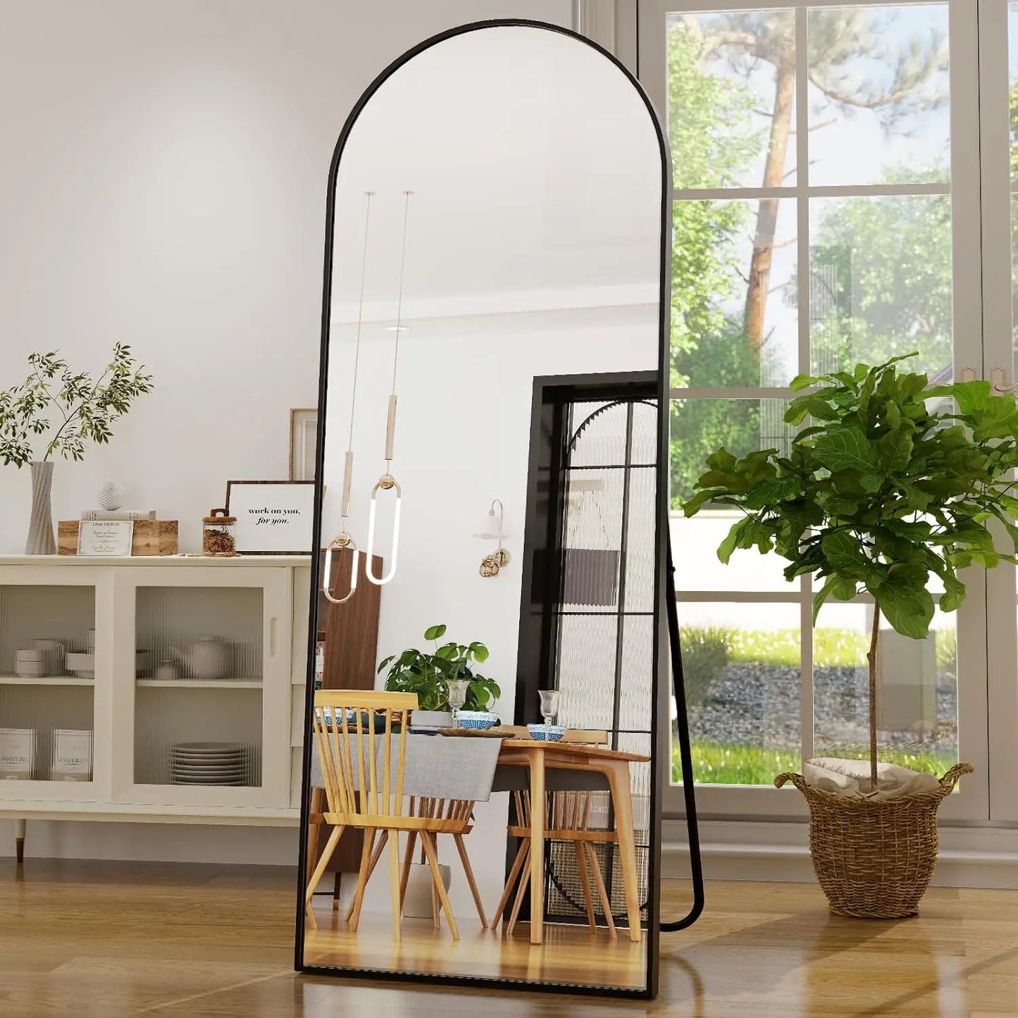 21x64 inch Arched Full Length Mirror-Aluminum Alloy Frame High