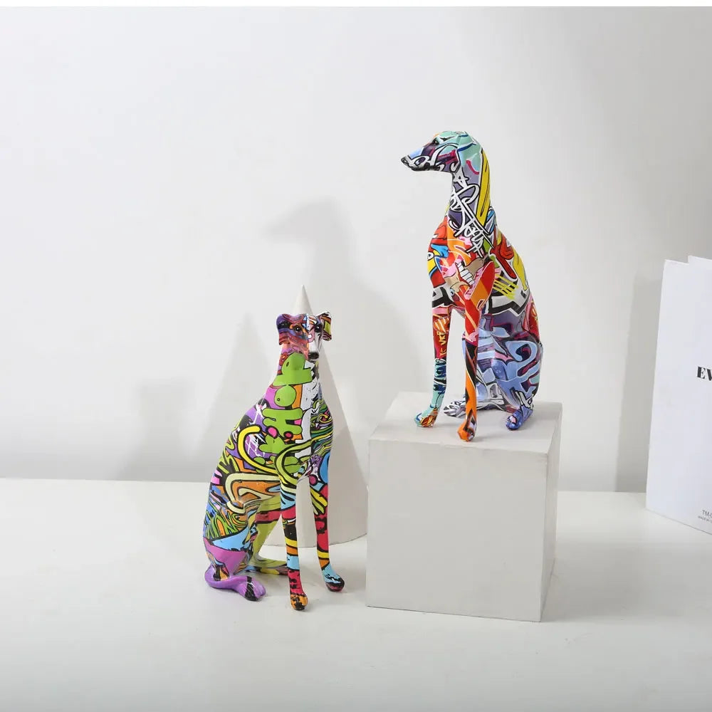 Modern Creative Painted Colorful Greyhound Doberman Decoration Home Wine Cabinet