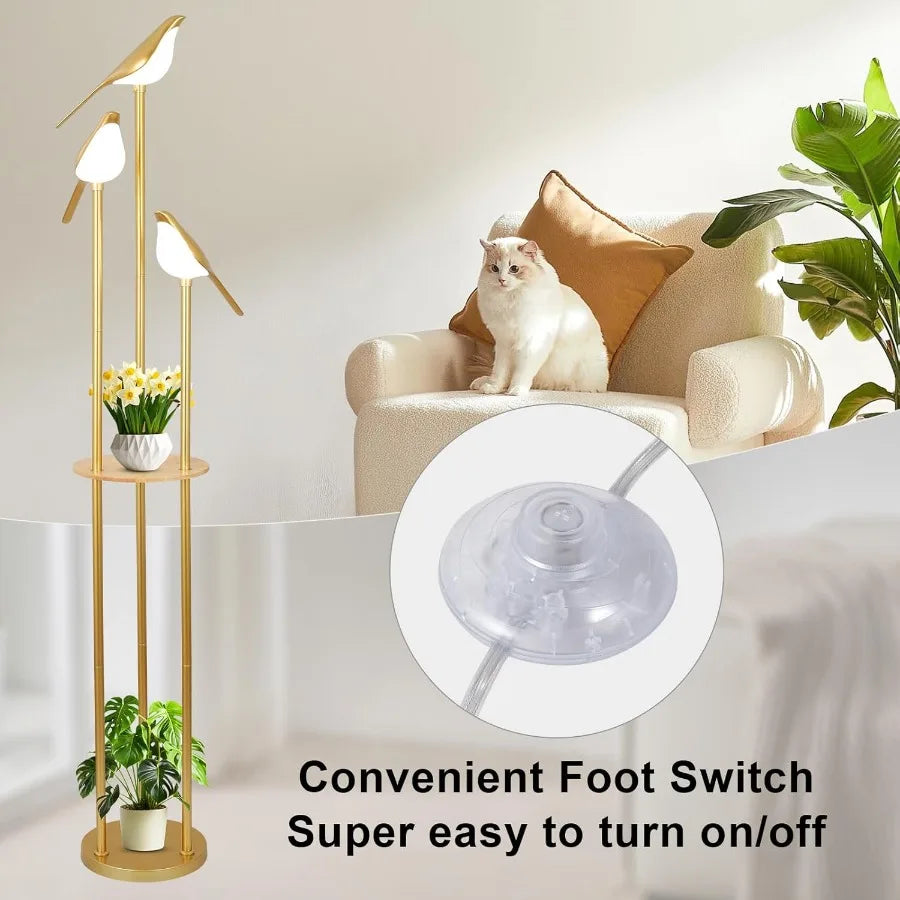 Modern Floor Lamp With Shelves Mid Century Standing Lamp
