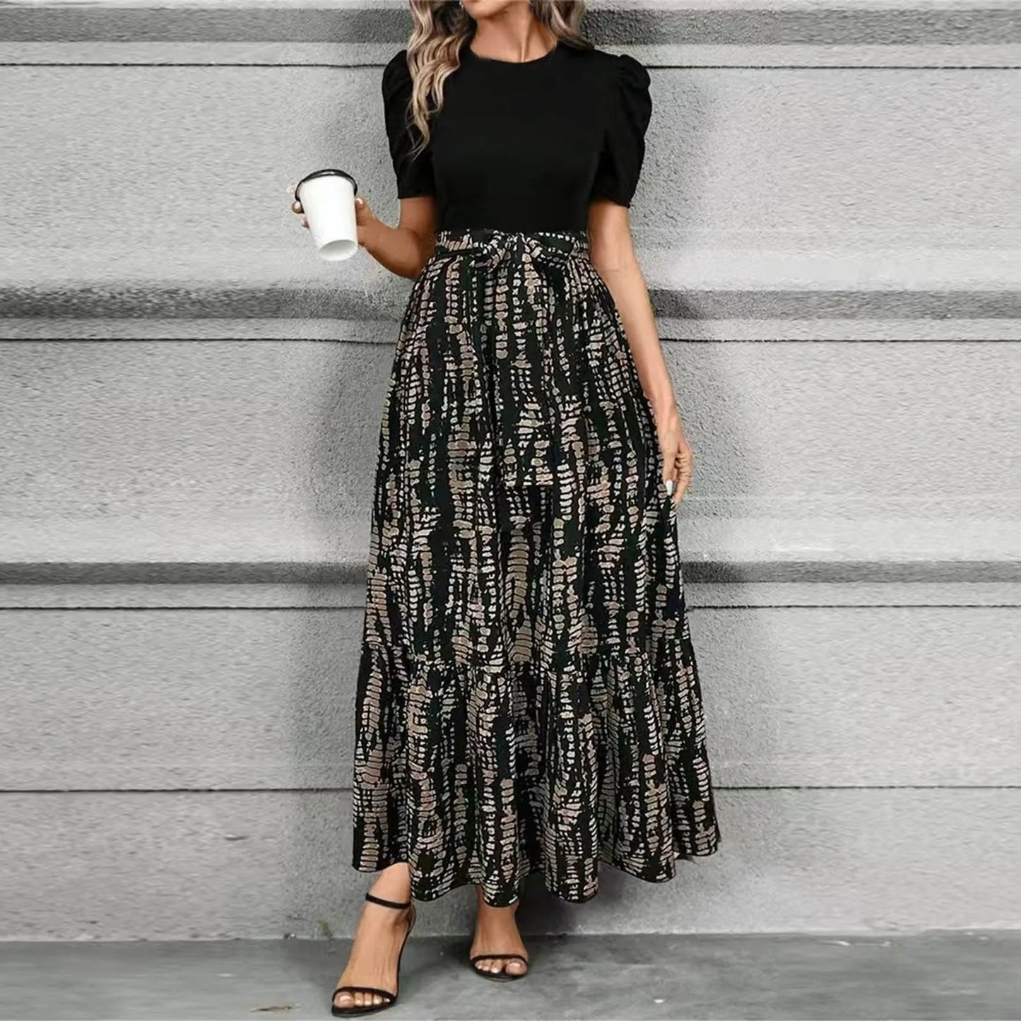 Women's Dresses High Waist Floral Print Dress Elegant Fashionable