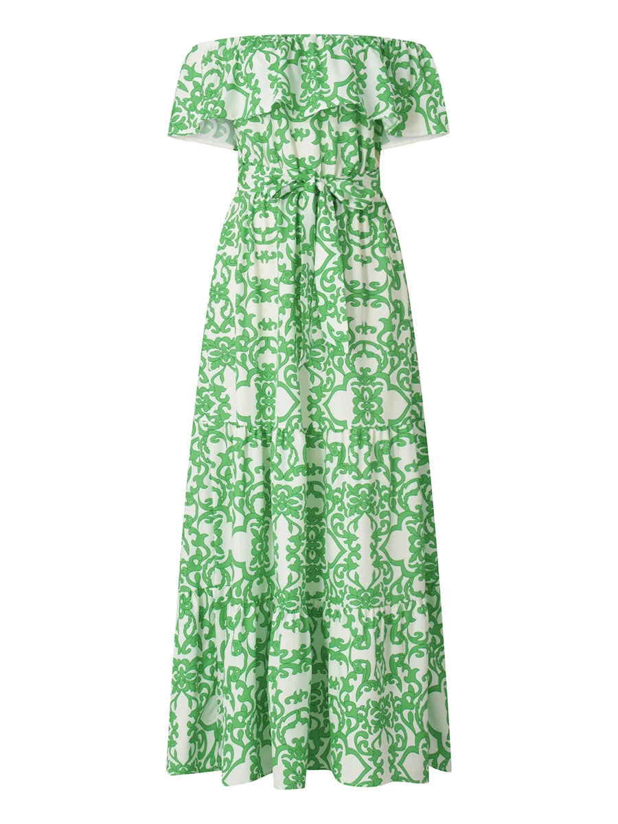 Women Long Dresses Off Shoulder Off Shoulder Floral Print