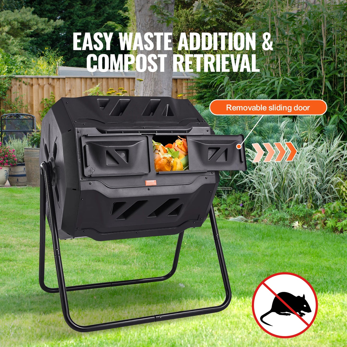 VEVOR Compost Bin 18.5/37/43-Gal Dual Chamber Composting Tumbler