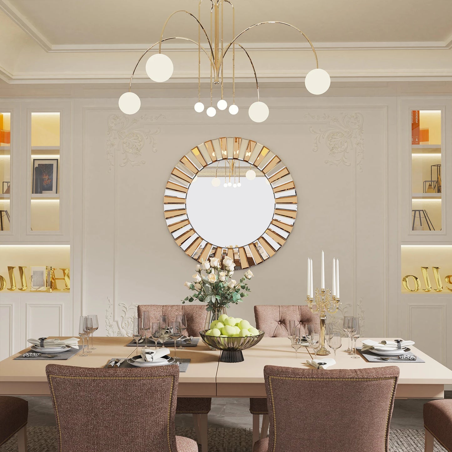 Decorative Mirrors Round Sunburst Wall Mirror Beveled Edge Glass