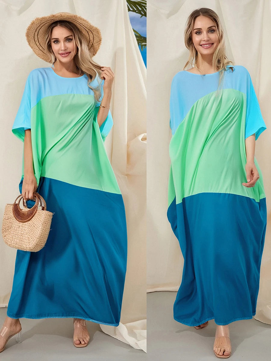 Elegant Maxi Dress Short Sleeve V-Neck Floral Print A-Line