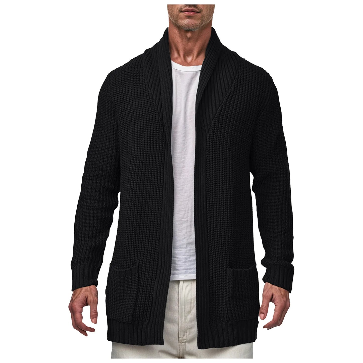 Men's Hooded Cardigan Sweater Coat With Turtleneck