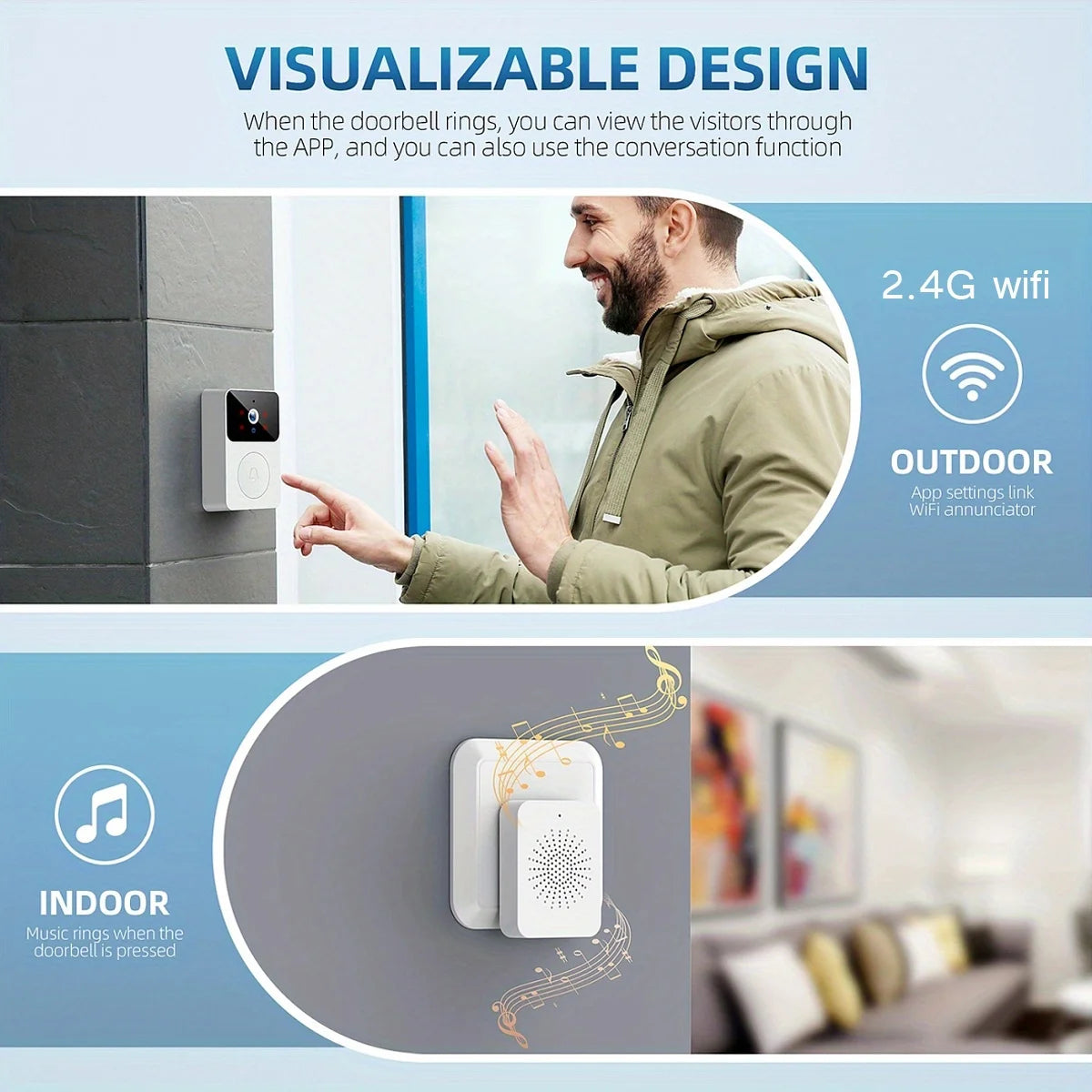 Tuya Smart Video Doorbell Camera 480P HD for Home Security