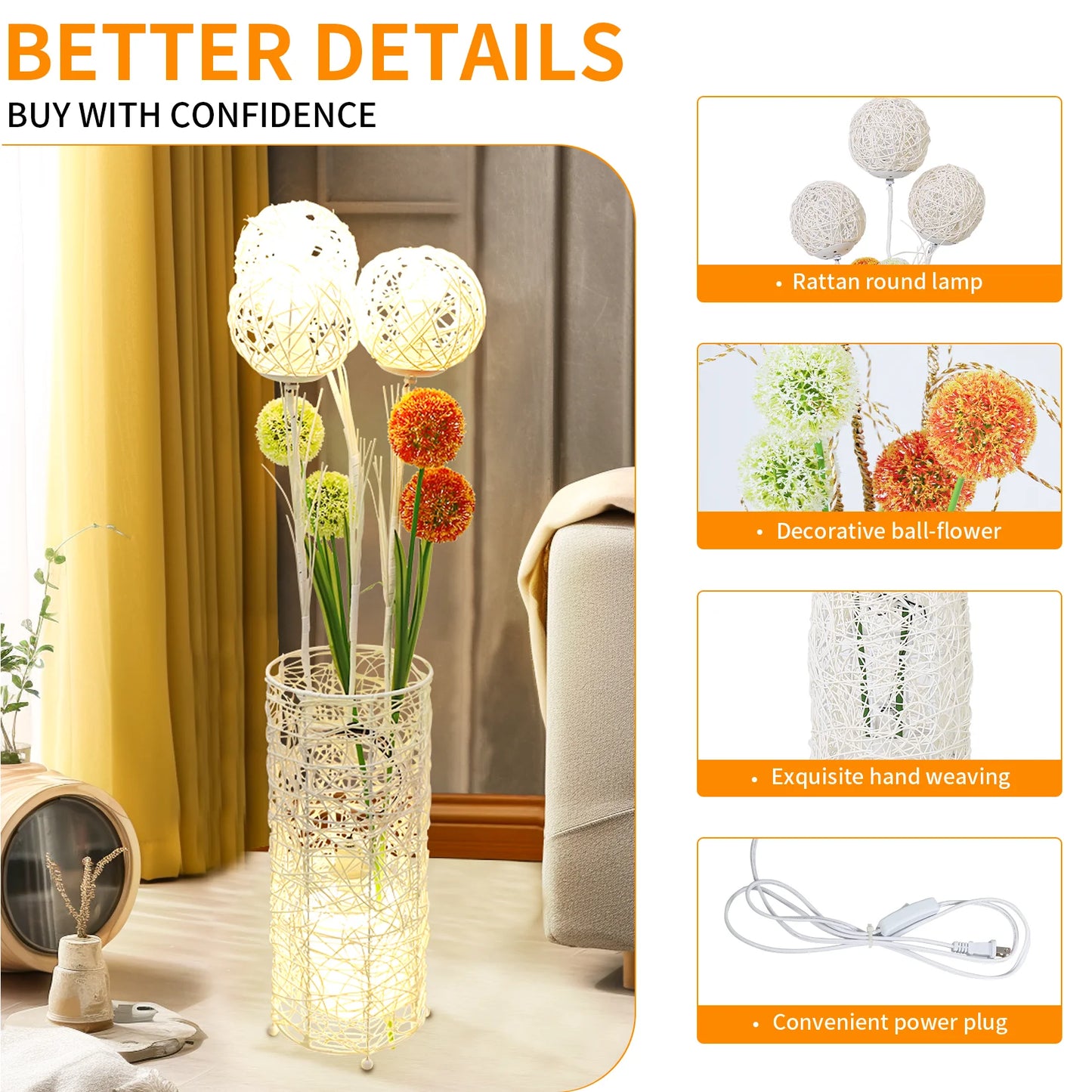 Reading Light Floor Lamp for Living Room Modern Bedside Atmosphere
