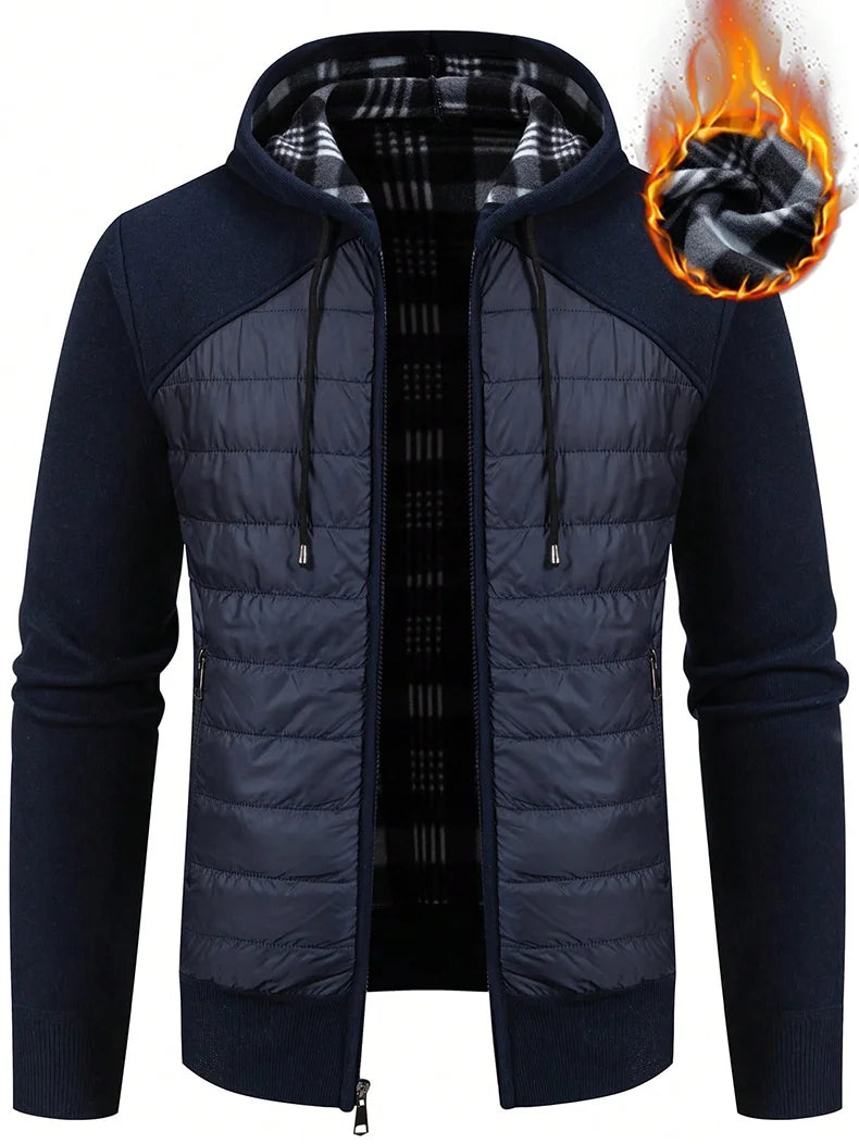Mens Casual Zip Cardigan Hoodie Sweater for Autumn Winter