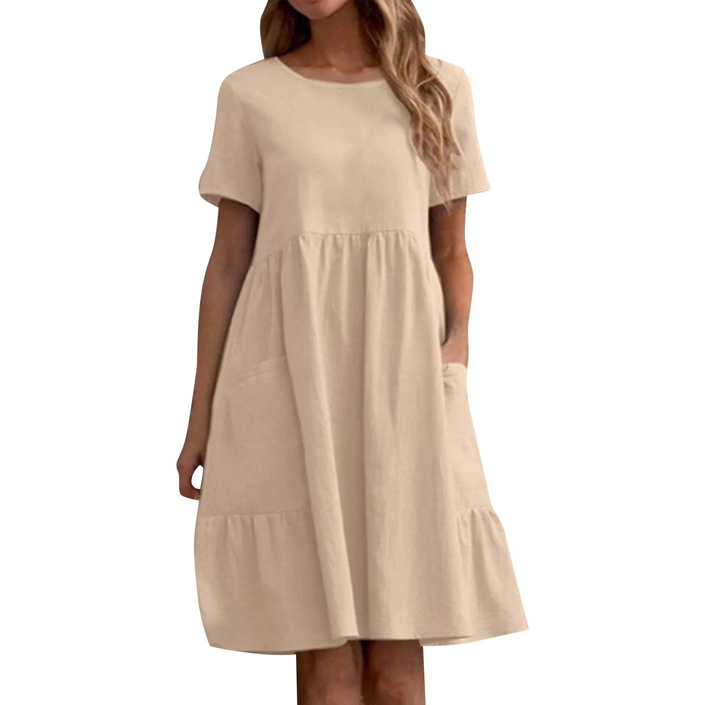 Evening Dresses Outfits Women Fashion Solid Vintage Cotton And Linen