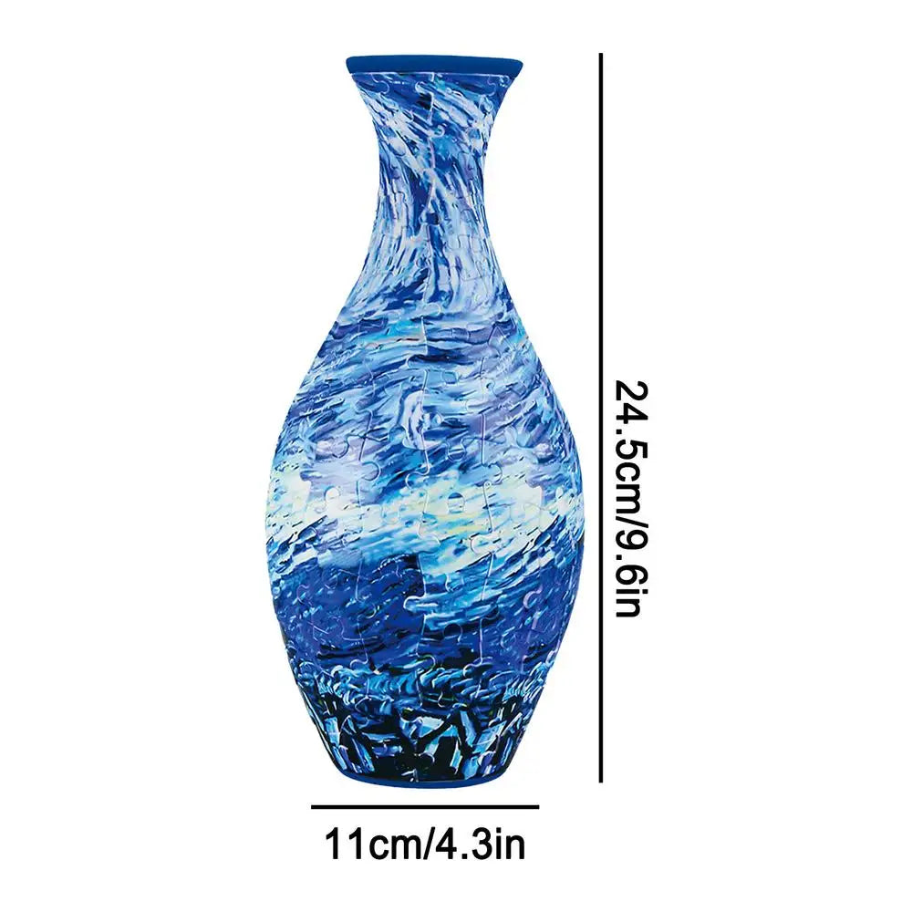 3D Puzzle Vase Blue and White Porcelain