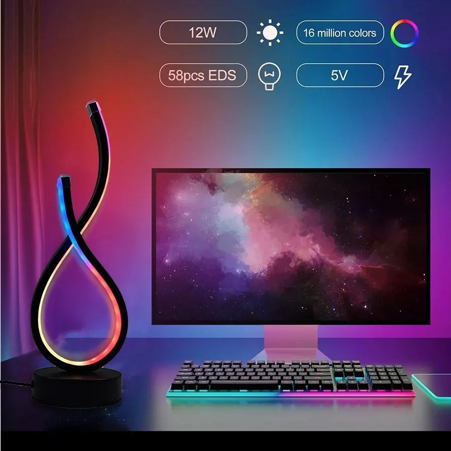 Creative Spiral LED Night Light RGB Table Lamp For Living Room And Bedside Decor