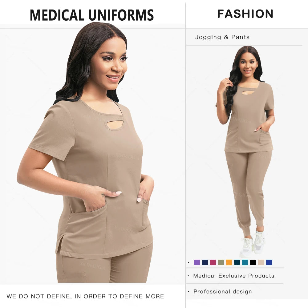 Beauty Workwear Women Medical Nurses Uniform Surgical Scrubs Set Spa Top Pants