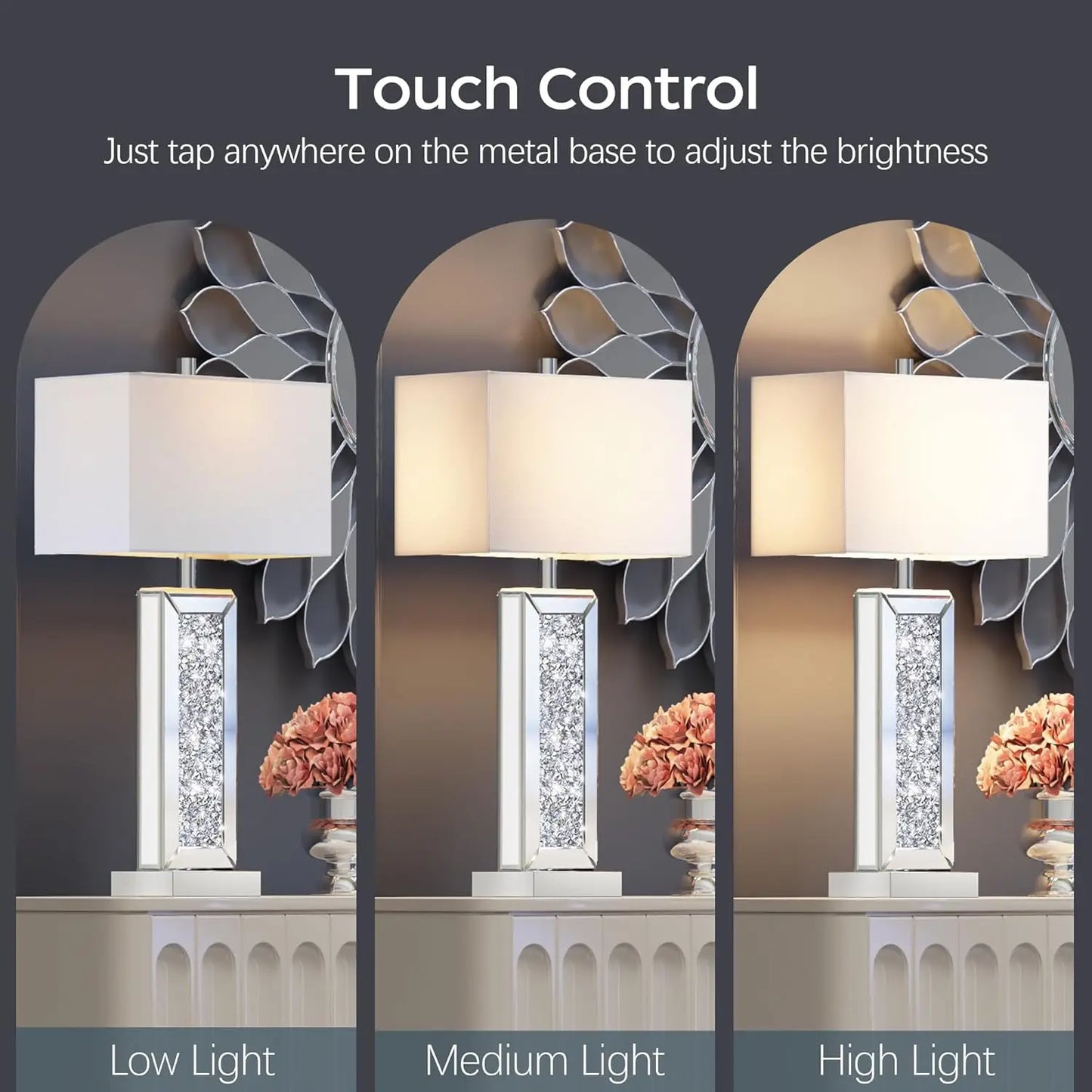 Touch Control Table Lamp With USB C And USB A Ports Three Way Dimmable