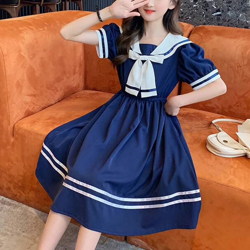 Girls School Dress Summer Dresses for Kids Costume Preppy Style School Teenagers