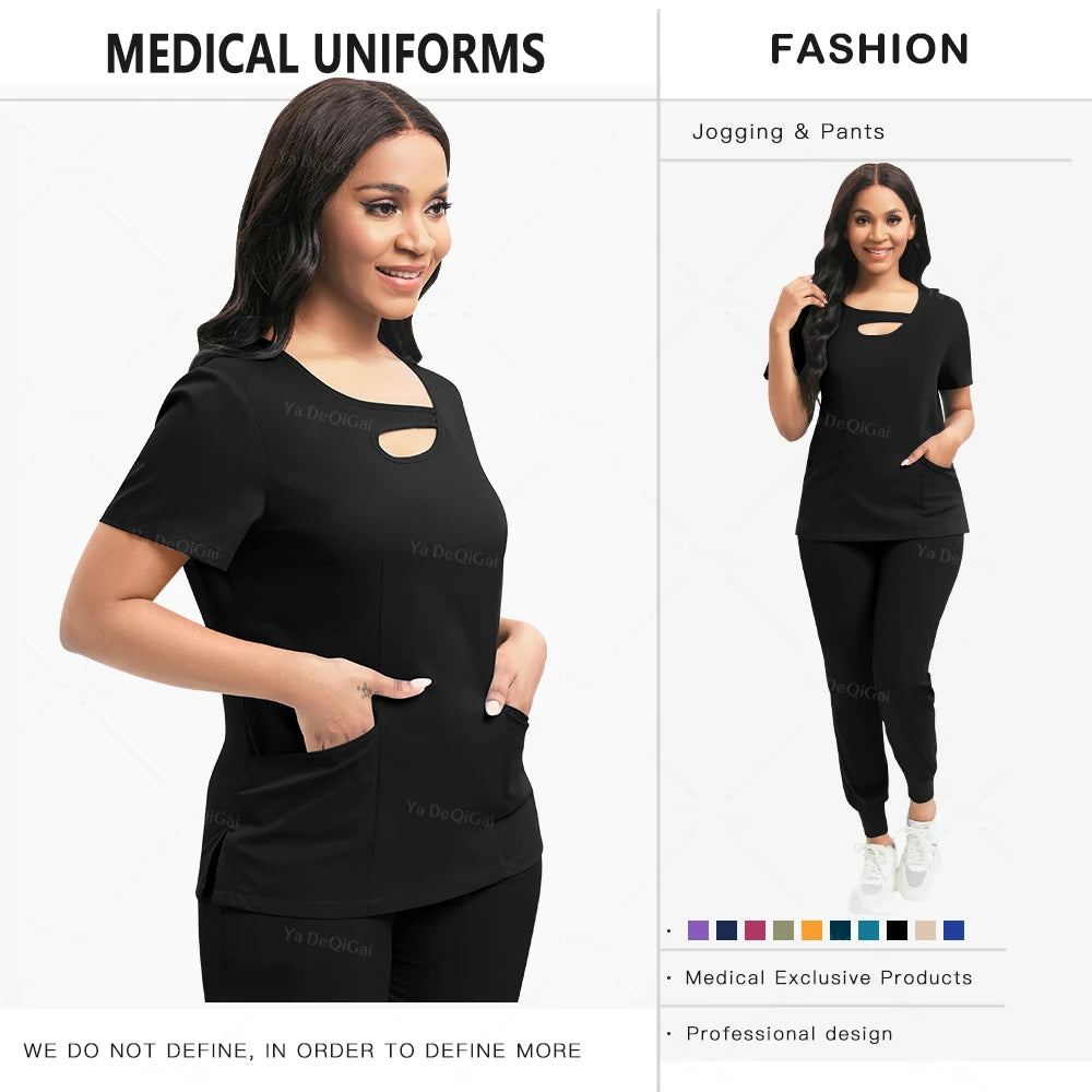 Beauty Workwear Women Medical Nurses Uniform Surgical Scrubs Set Spa Top Pants