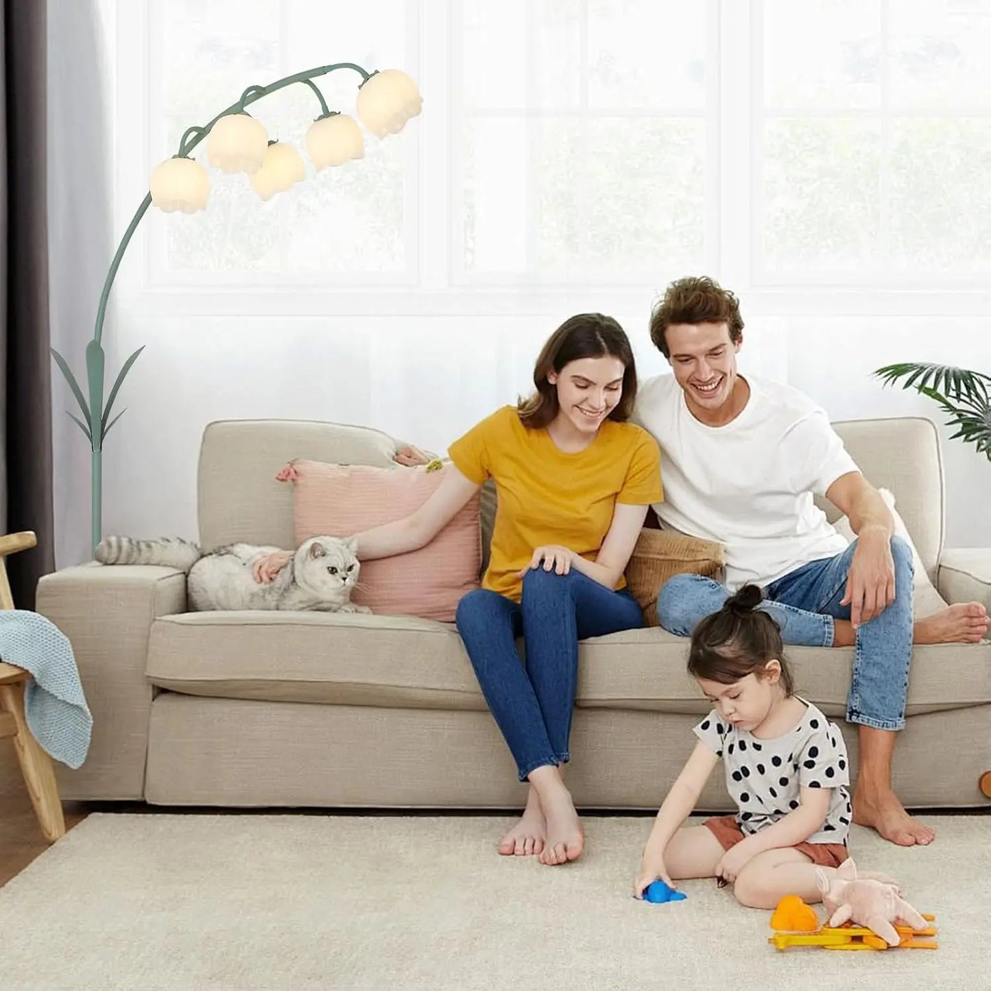 Arc Floor Lamp Featuring 5 G9 LED Bulbs Foot Switch