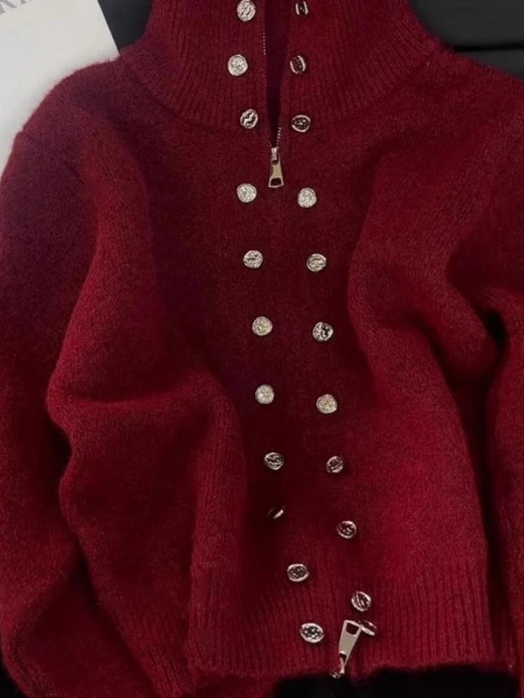 Fluffy Knitted Cardigan Sweater Double Breasted Coat For Women