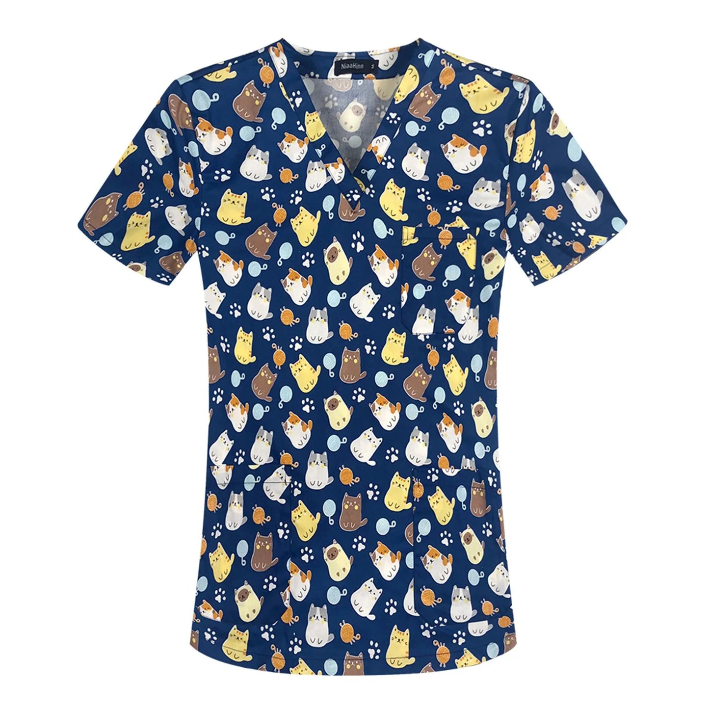 Fashion Print Dentist Nurse Uniform Scrub Tops Beauty Scrub Clothes Cartoon Nurse Medical Uniforms