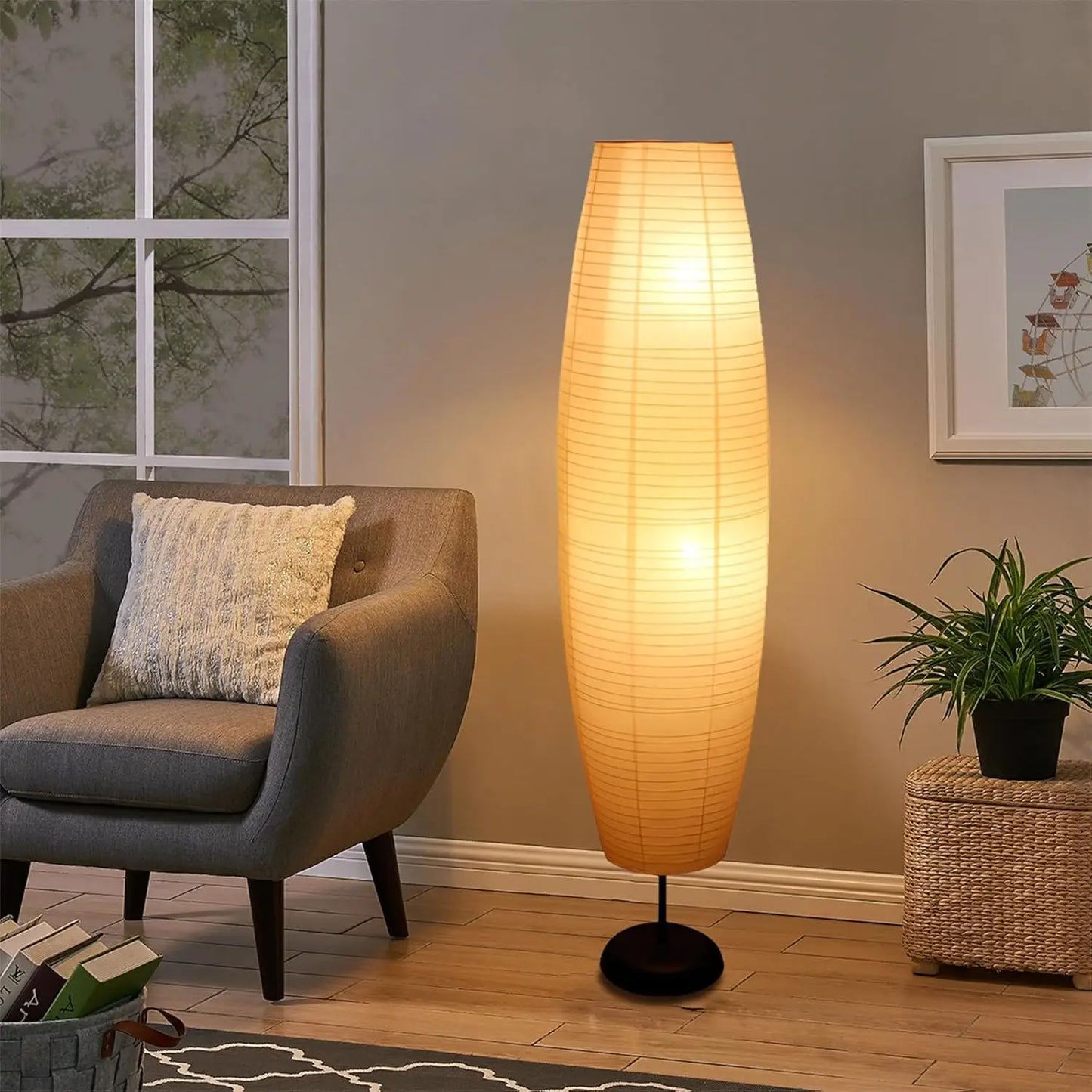 XMSJ Rice Paper Floor Lamp Modern Lantern For Living Room