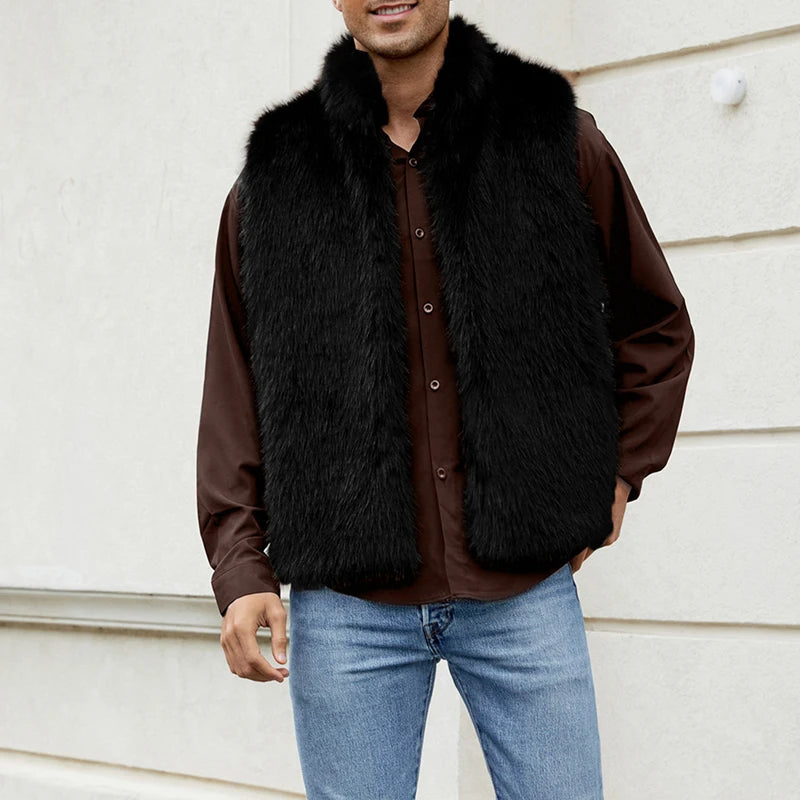 Men s Winter Faux Fur Sleeveless Vest Jacket for Stylish Casual Outfit Warm