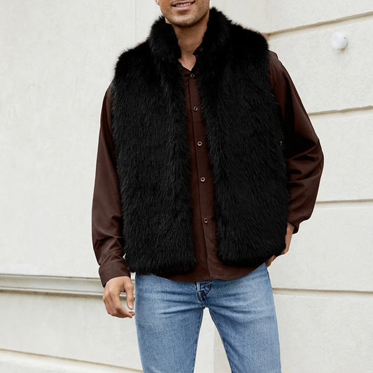 Men s Winter Faux Fur Sleeveless Vest Jacket for Stylish Casual Outfit Warm