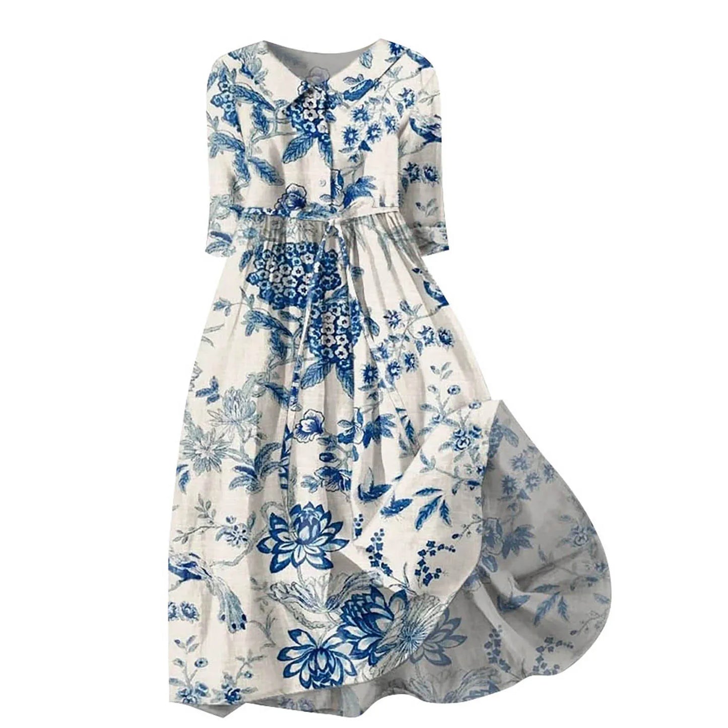 French Style Shirt Dress With Lapel Button Up For Women