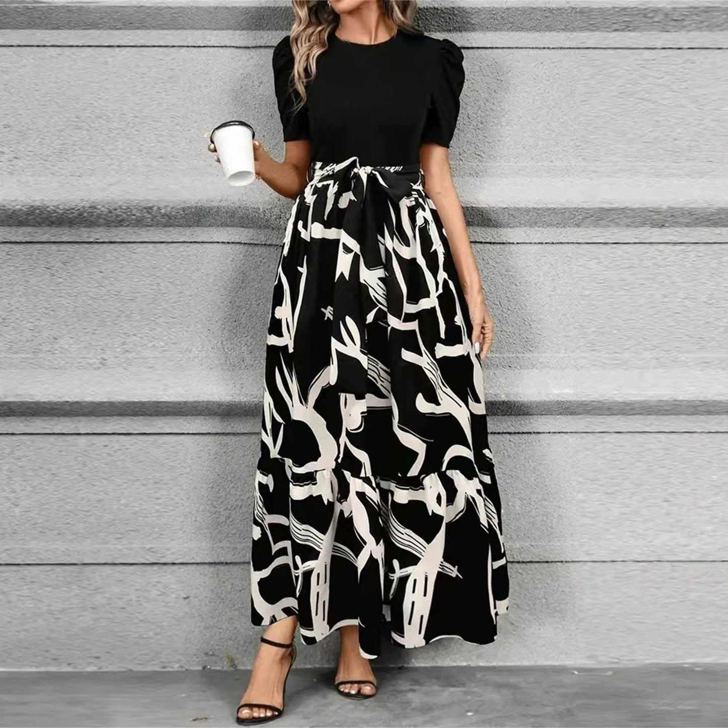 Women's Dresses High Waist Floral Print Dress Elegant Fashionable