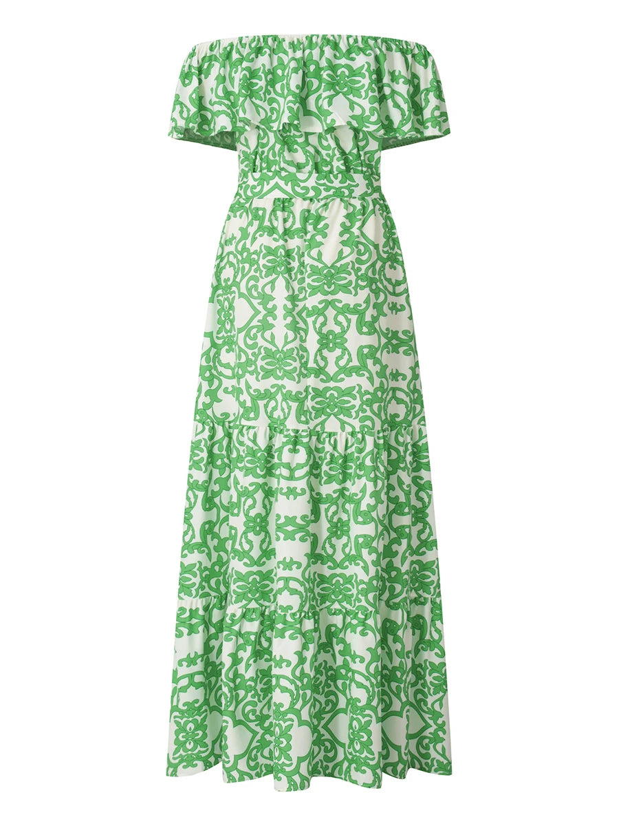 Women Long Dresses Off Shoulder Off Shoulder Floral Print
