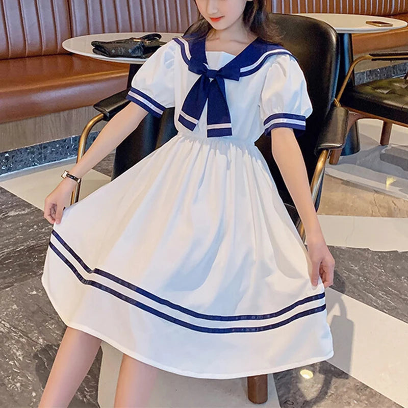 Girls School Dress Summer Dresses for Kids Costume Preppy Style School Teenagers