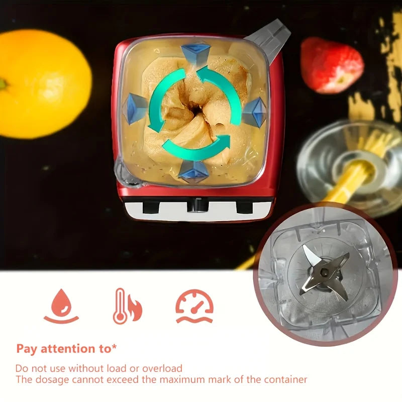 C010-Red RV Kitchen Blender with Wall Breaker, 110V-130V, PP Material, Multifunctional Food Processor, Ice Crusher, Grinder for