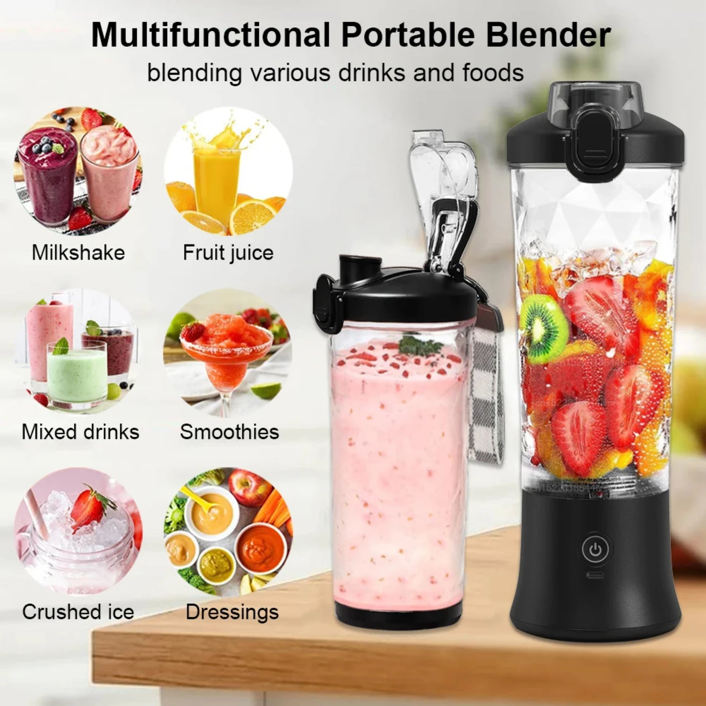 Convenient, compact, and portable rechargeable mini blender