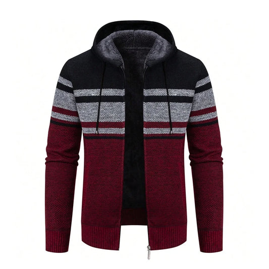 Mens Casual Zip Cardigan Hoodie Sweater for Autumn Winter