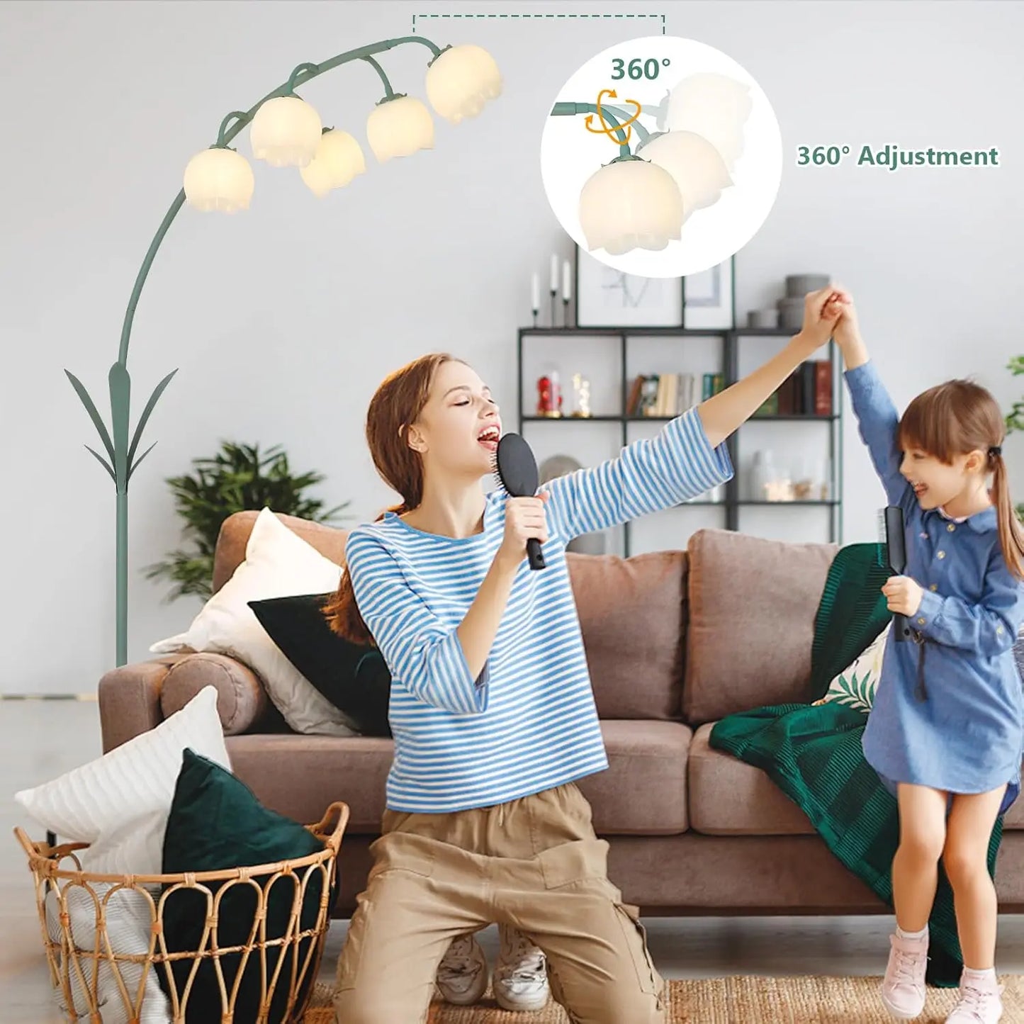 Arc Floor Lamp Featuring 5 G9 LED Bulbs Foot Switch