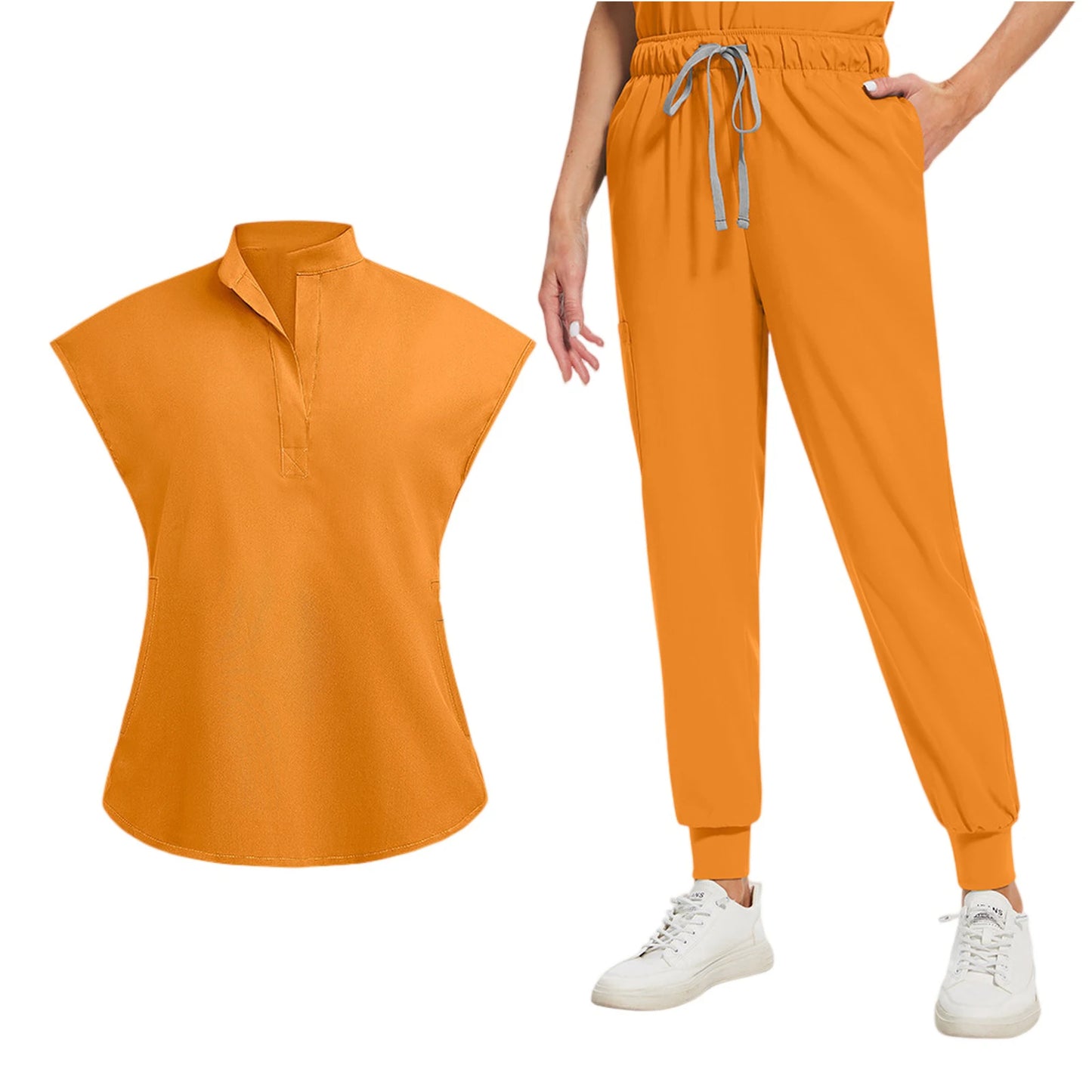 Anti-Wrinkle Professional Short Sleeve V-neck Scrubs Uniforms  Unisex  Clinical Surgical Nursing