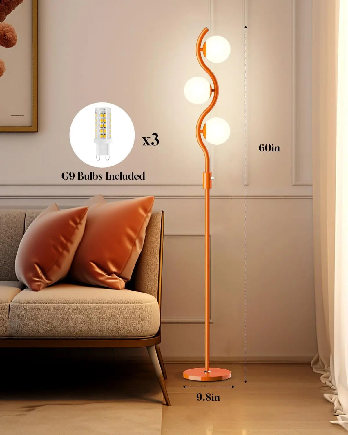Floor Lamp Mid-Century Modern G9 Bulbs Adjustable Brightness
