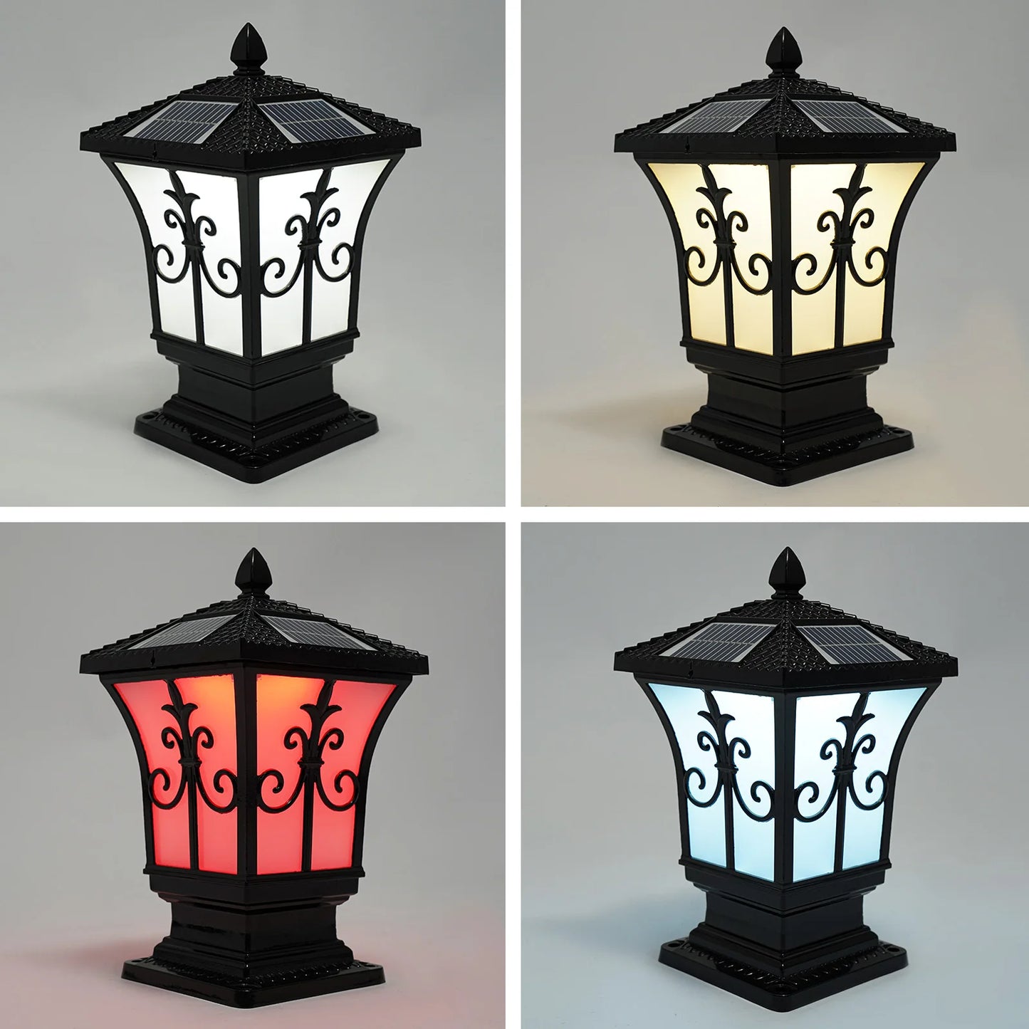 85-265V Outdoor Solar Post Light, Solar Powered Electric Supply Pillar Light, Remote Control