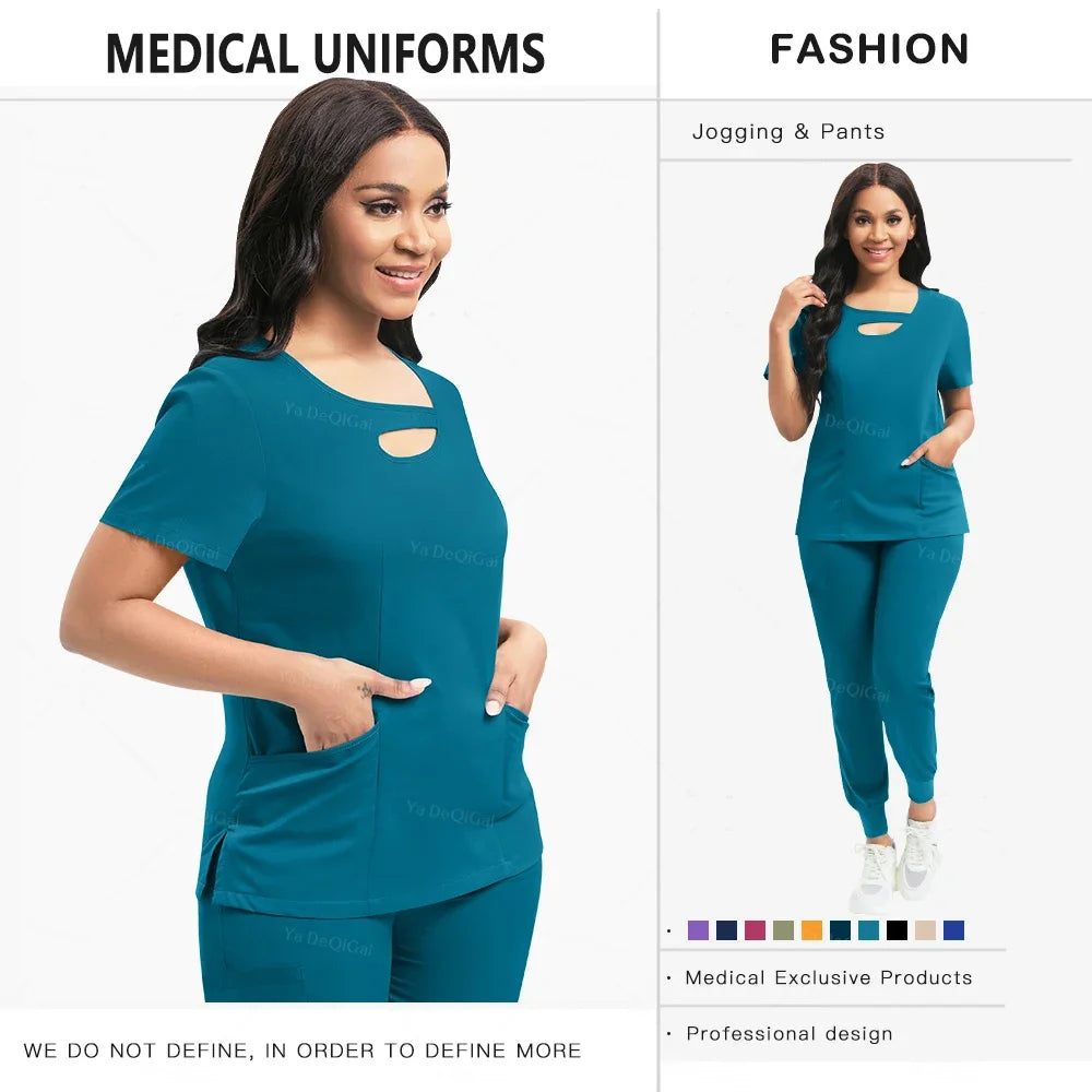 Beauty Workwear Women Medical Nurses Uniform Surgical Scrubs Set Spa Top Pants