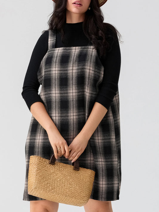 Women V Neck Long Sleeve Tunic Dress With Pockets Casual