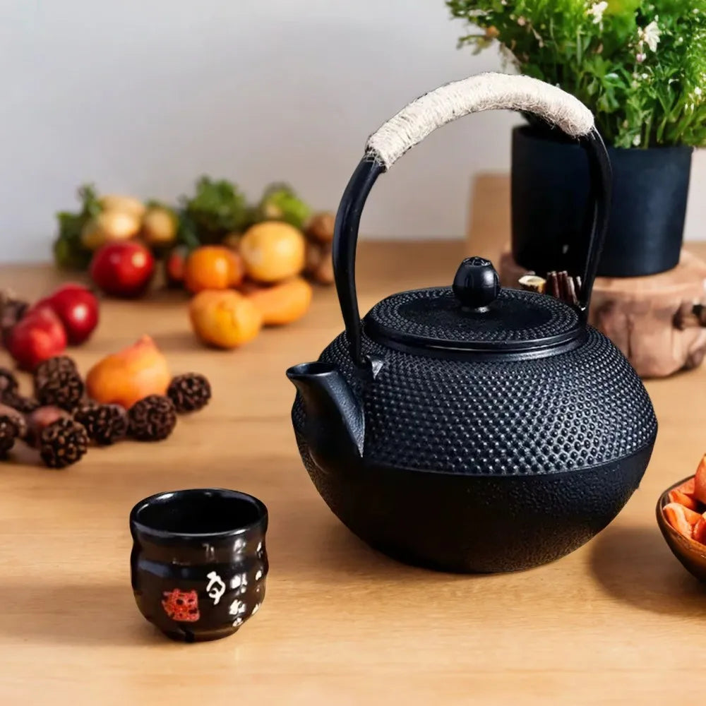 Japanese Cast Iron Kung Fu Tea Set with 600/800ml Capacity for Puer Tea - Stylish Iron Teapot and Tea Kettle for Home Decor and
