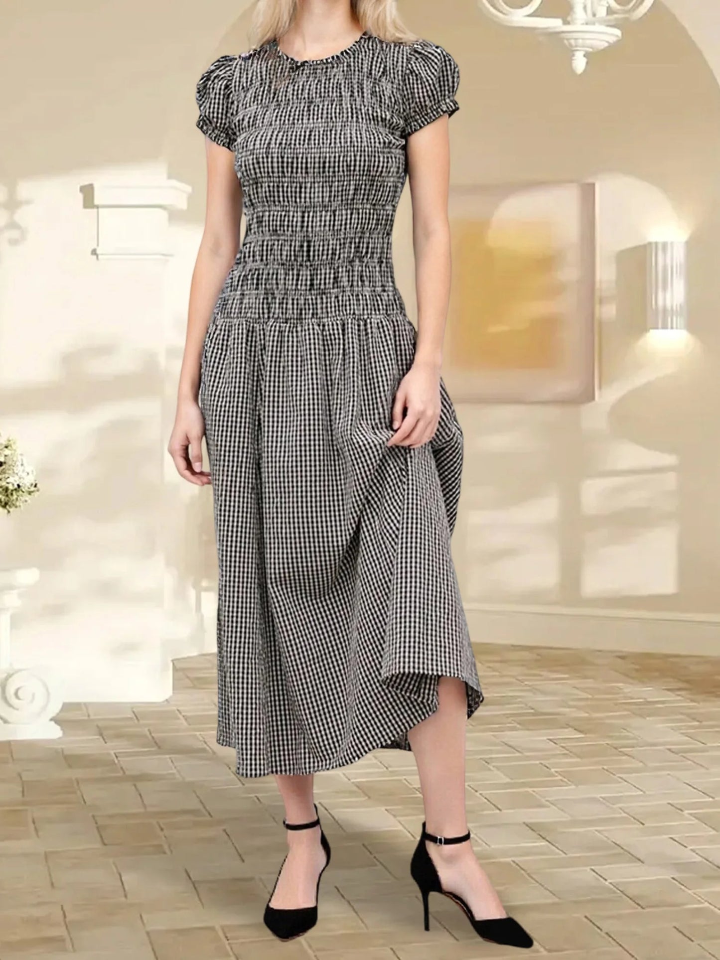 Women s Floral Print Maxi Dress Off Shoulder Ruffle Sleeve Boho Long Dress