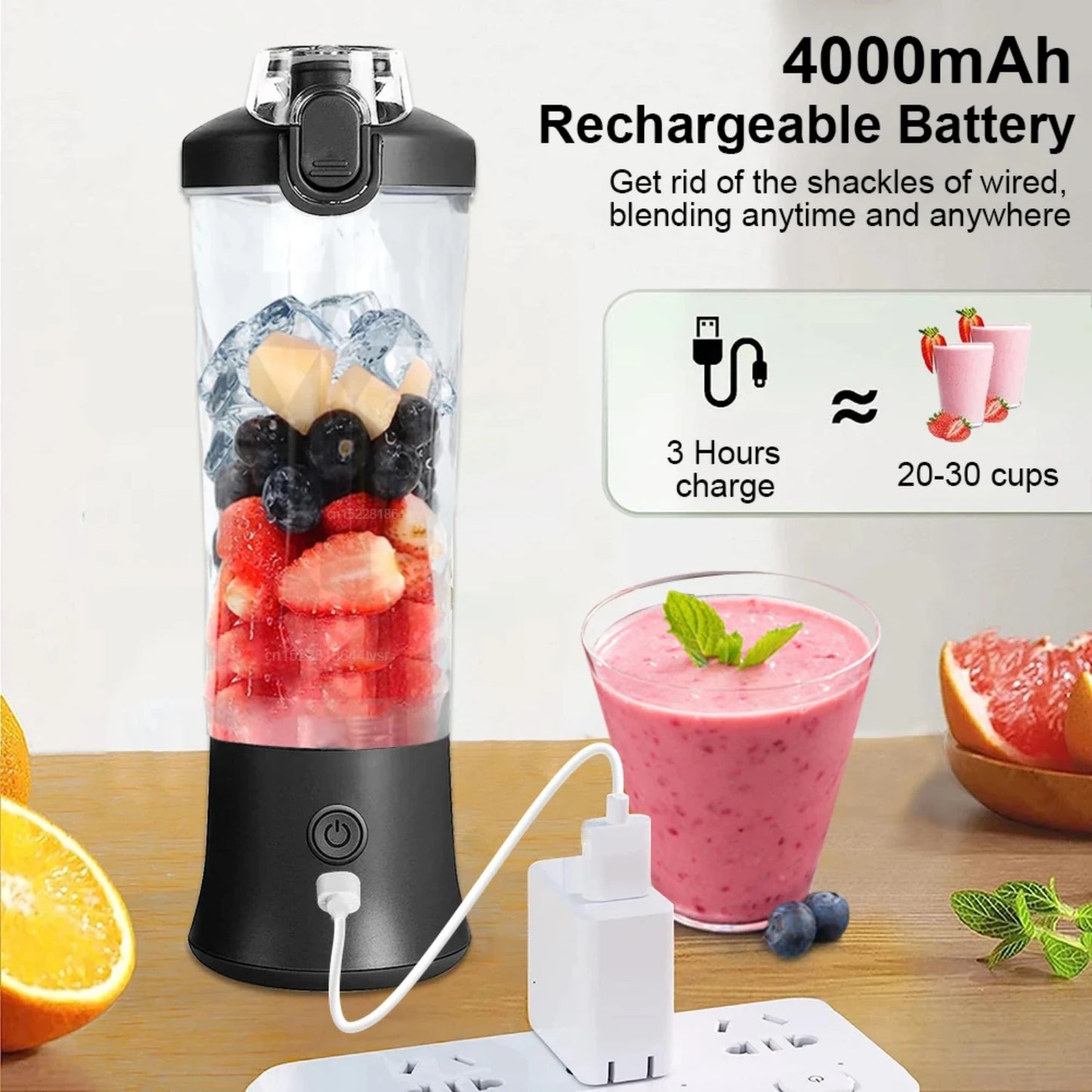 Convenient, compact, and portable rechargeable mini blender