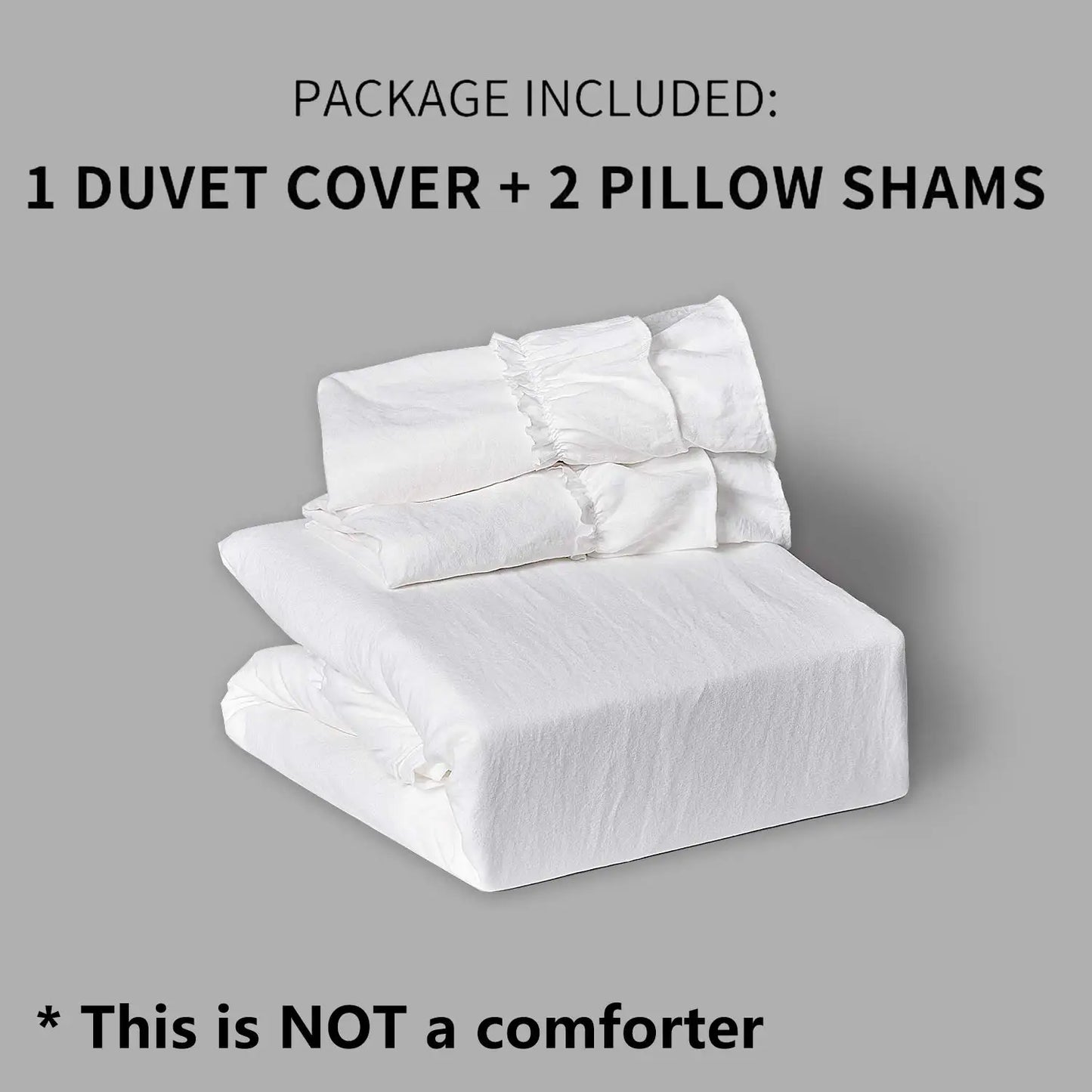 3 Piece Ruffled Duvet Cover Set Queen,Farmhouse Ruffle Comforter Set,Cozy Bedding Set - 1 Ruffle Comforter and 2 Pillowcases
