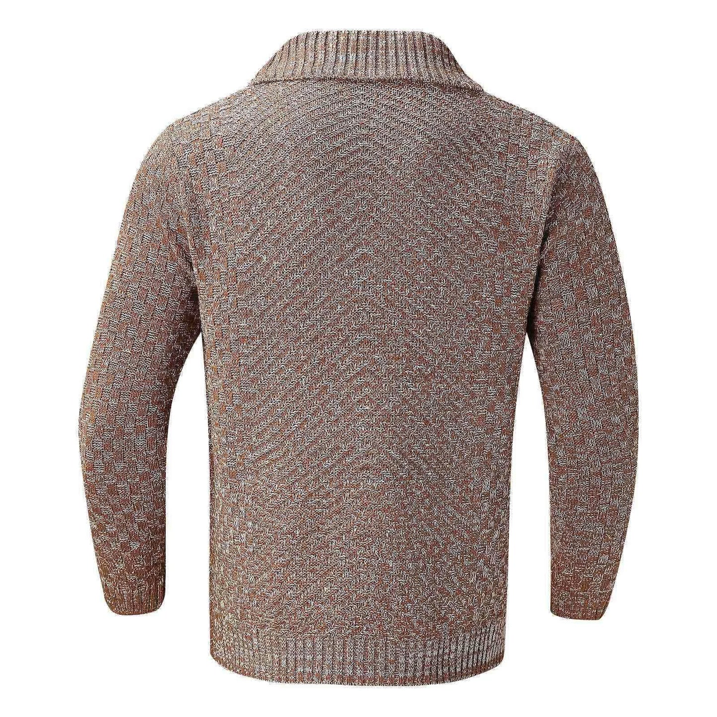 Men's Autumn Winter Hooded Knit Cardigan Lapel Long Sleeve